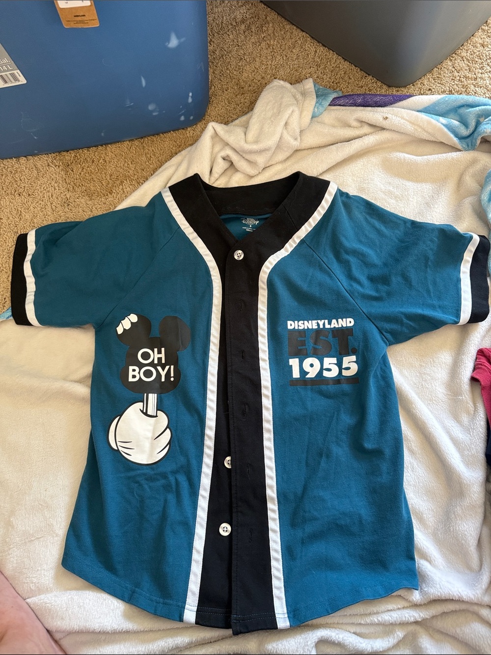 Disneyland Teal & Black Men’s Baseball Shirt - 'Oh Boy!' Graphic